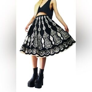 Sequin Boho A-Line Graphic Skirt